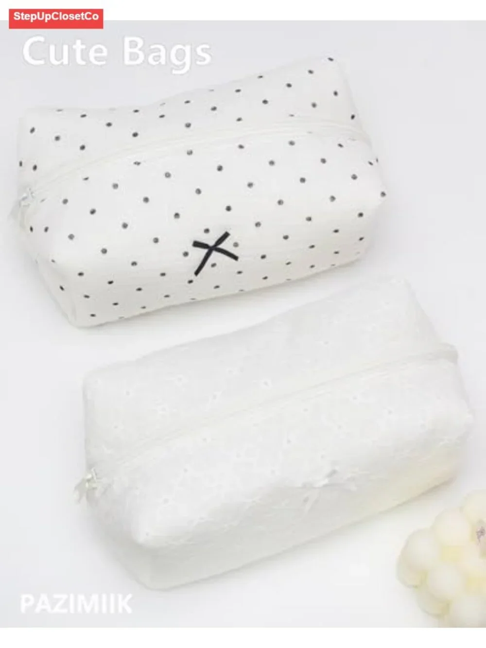 Set of 2 Floral Embroidered Makeup Bags, Zipper Cosmetic Pouch, Travel